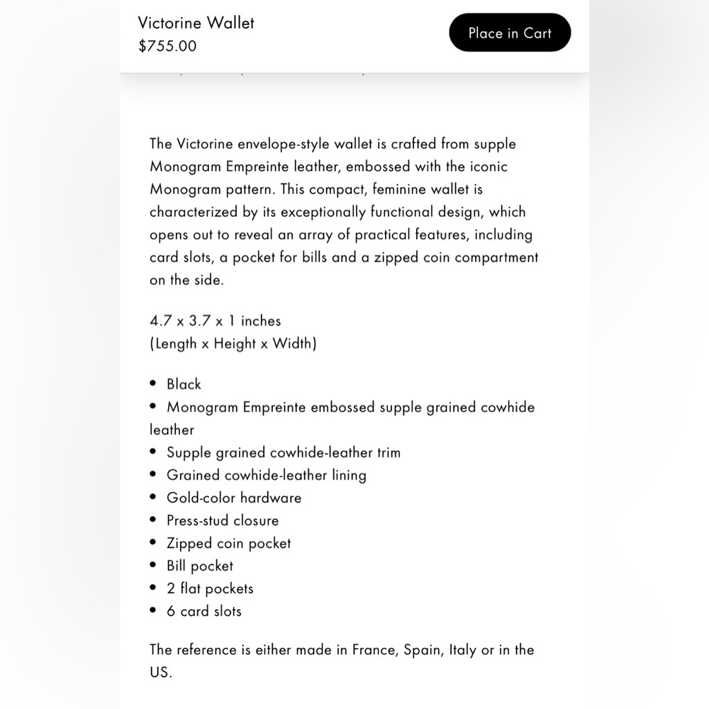 Louis Vuitton Victorine Black Embossed Monogram Wallet - Picture 2 of 16